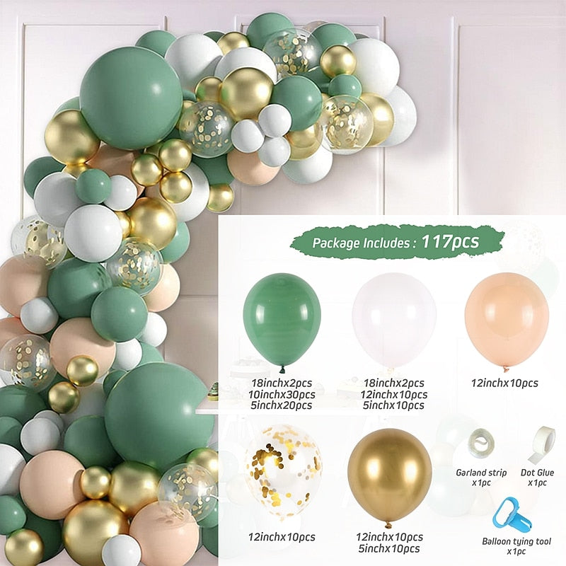 Macaron Green Balloon Garland Arch Kit Wedding Ballon Birthday Party Decor Kids Jungle Safari Theme Baby Shower Inflatable Decorations