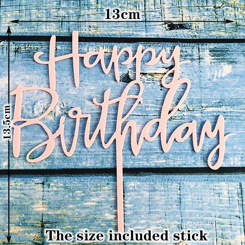 Happy Birthday Cake Topper Acrylic Letter Toppers Party Supplies Black Decorations Boy Designs 