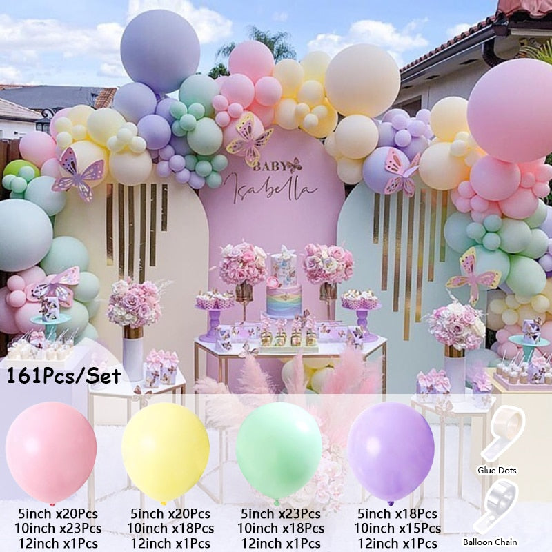 Balloons Arch Set Pink White Green Baloon Garland Baby Baptism Shower Balloon Kit Birthday Party Wedding Decoration 