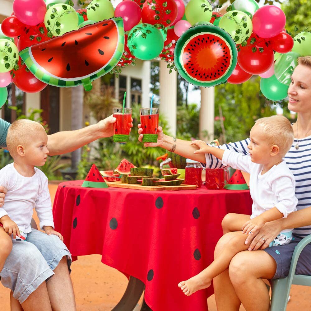 Summer Theme Green Red Dot Latex Balloon Garland Arch Kit Watermelon Foil Birthday Party Decoration Supplies Inflatable Decorations