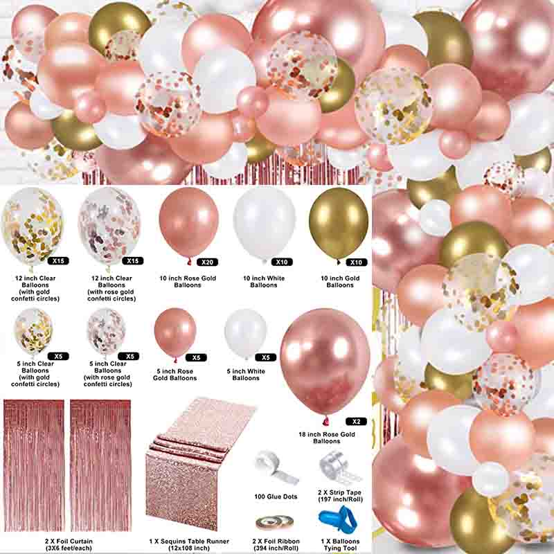 Rose Gold Balloons Garland Arch Kit Bridal Baby Shower Birthday Graduation Wedding Anniversary Bachelorette Party decor Inflatable Decorations