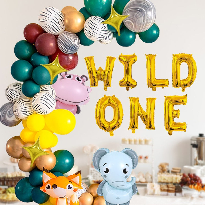 Jungle Animal Theme Party Supplies Balloon Set Wild One Fox Elephant Foil Kids st Birthday Decorations 