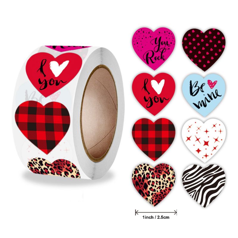 pcs Colorful Heart Paper Stickers Self-adhesive Sealing Wedding Party Valentine's Gifts Bag Packaging Supplies 