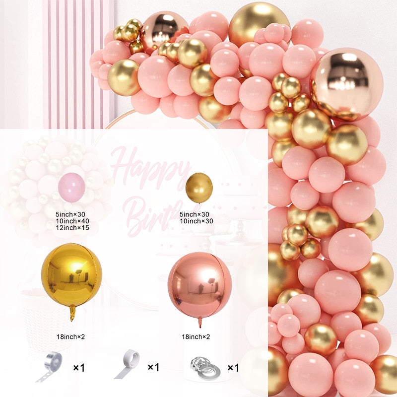 Rose Gold Balloon Garland Arch Kit With 18 Inch White Balloon Women Girls Birthday Party Wedding Hen Party Ballon Anniversaire PartyDecorHQ