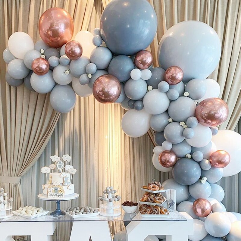 Balloon Arch Set Gray White Rose Gold Balloons Garland Baby Shower Baptism Adult Kids Birthday Party Festival Decoration Inflatable Decorations