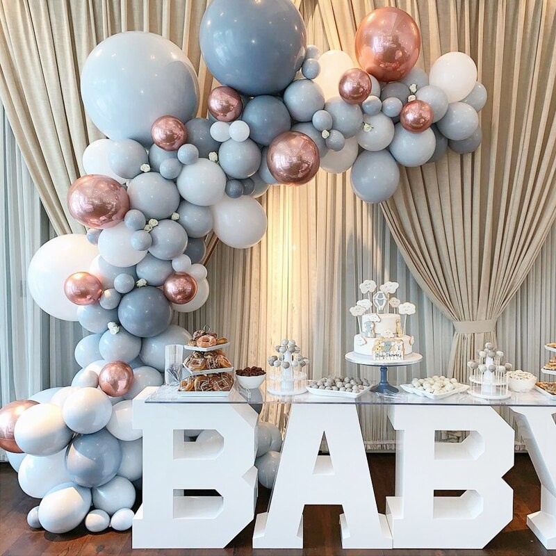 Balloon Arch Set Gray White Rose Gold Balloons Garland Baby Shower Baptism Adult Kids Birthday Party Festival Decoration Inflatable Decorations