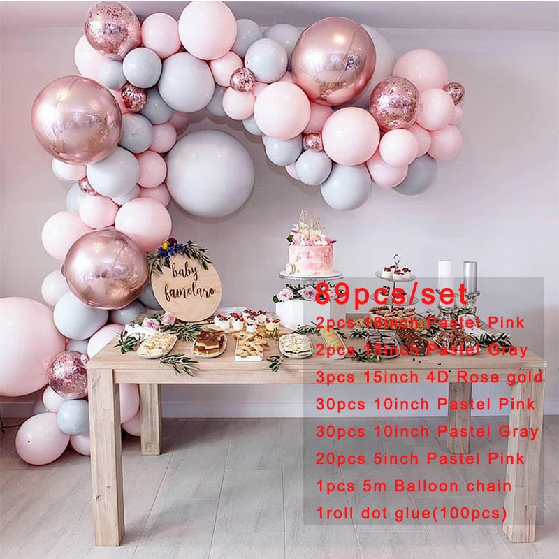 Rose Gold Balloon Garland Arch Kit With 18 Inch White Balloon Women Girls Birthday Party Wedding Hen Party Ballon Anniversaire PartyDecorHQ