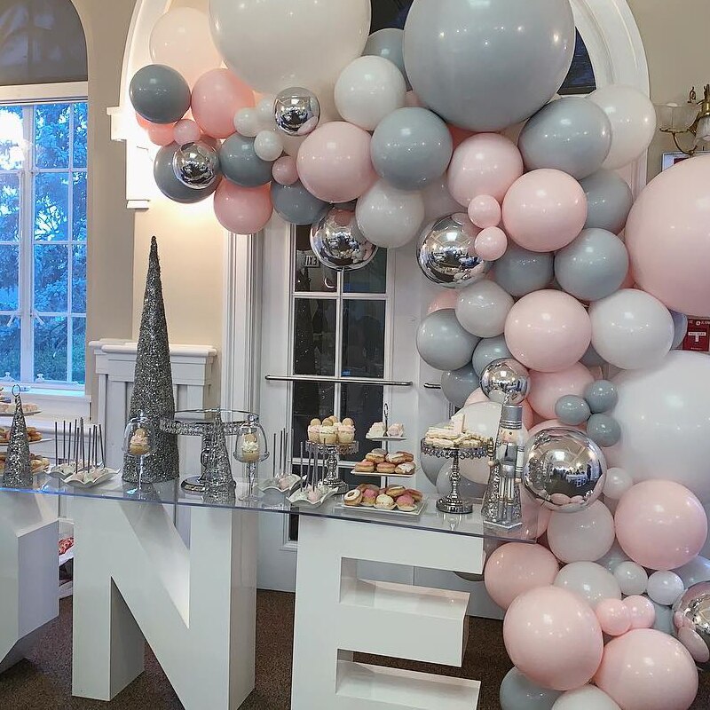 Pcs Balloons Arch Set Powder Gray White Balloon Garland Birthday Party Baby Baptism Shower Wedding Decoration Inflatable Decorations