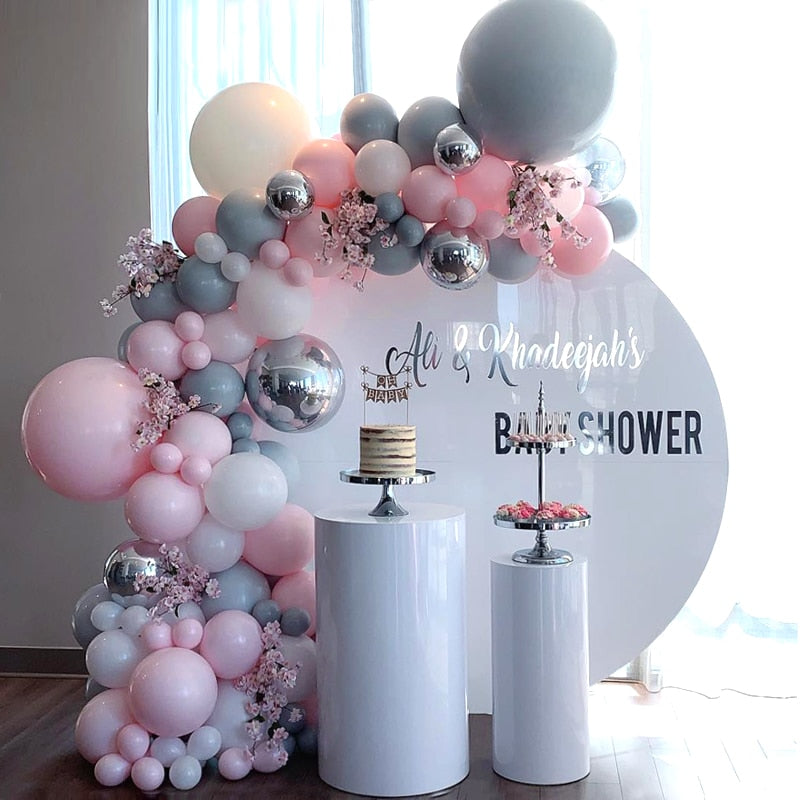 Pcs Balloons Arch Set Pink Gray White Balloon Garland Birthday Party Wedding Baby Shower Baptism Decoration Inflatable Decorations