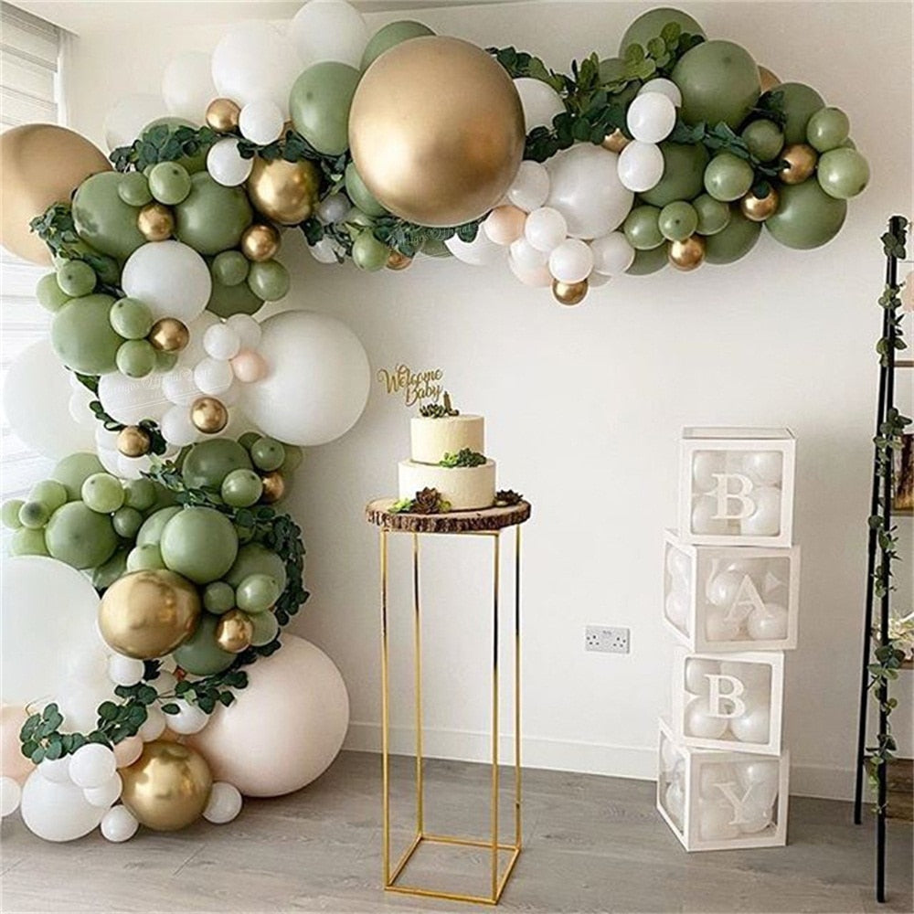 Multi Style Avocado Green Balloons Garland Arch Kit Retro Chorme Gold Latex Globos Birthday Christmas Wedding Party Decors Inflatable Decorations