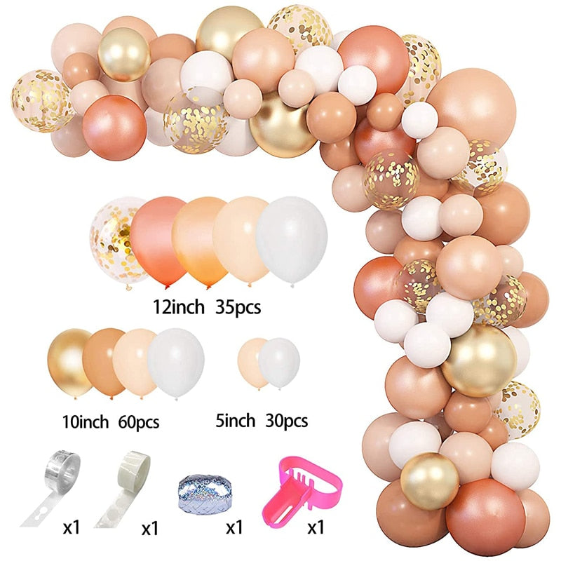 Rose Gold Balloon Garland Arch Kit With 18 Inch White Balloon Women Girls Birthday Party Wedding Hen Party Ballon Anniversaire PartyDecorHQ