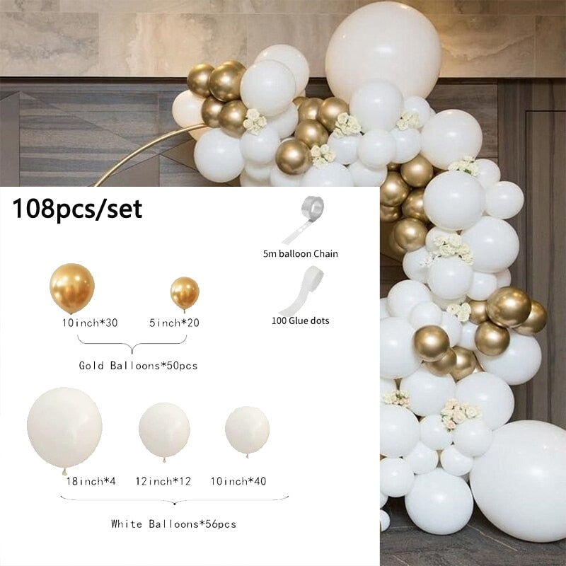 Rose Gold Balloon Garland Arch Kit With 18 Inch White Balloon Women Girls Birthday Party Wedding Hen Party Ballon Anniversaire PartyDecorHQ